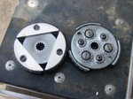 Hicks clutch on left, stock Morini 